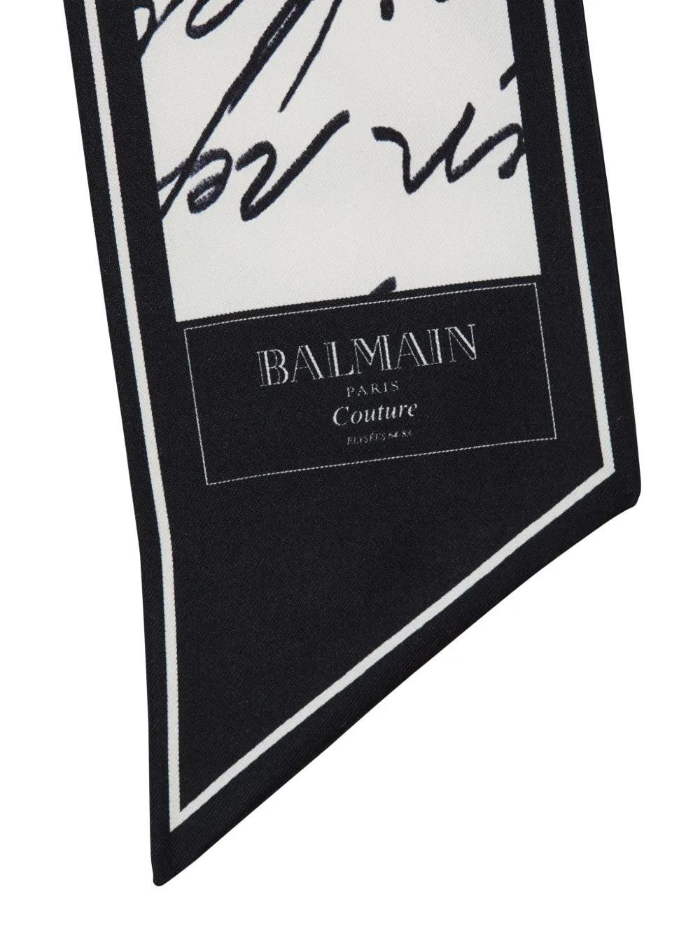 BALMAIN Logo-print Scarf In Gab Blanc/noir Gab Product Image