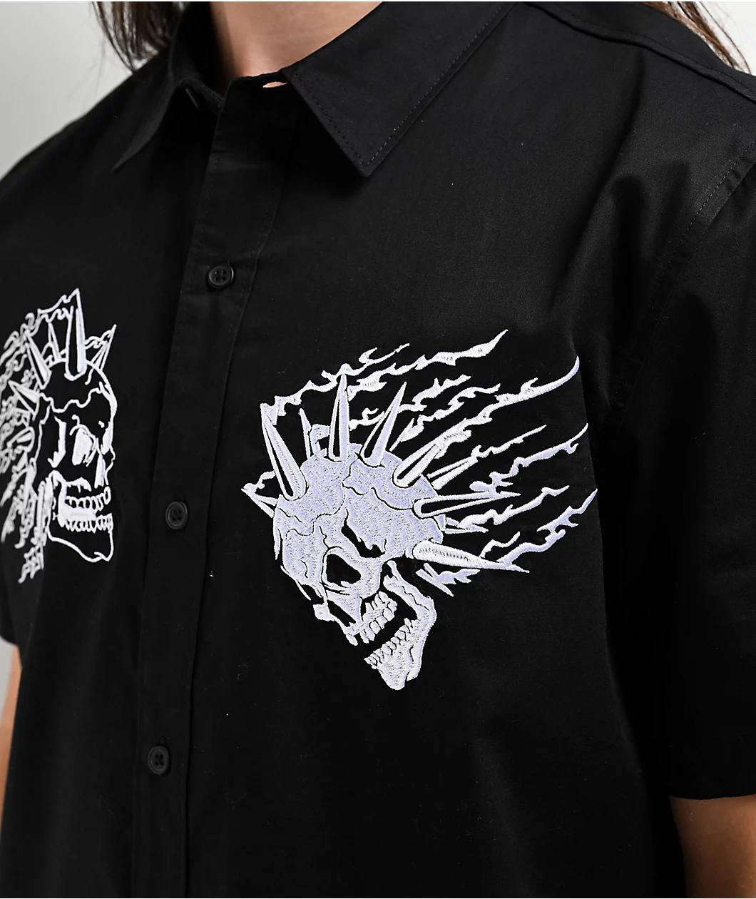 Broken Promises Antonym Black Button Up Shirt Product Image