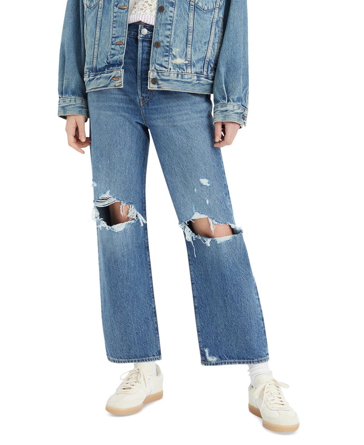 Levis Ribcage High Rise Distressed Ankle Straight Jeans Product Image