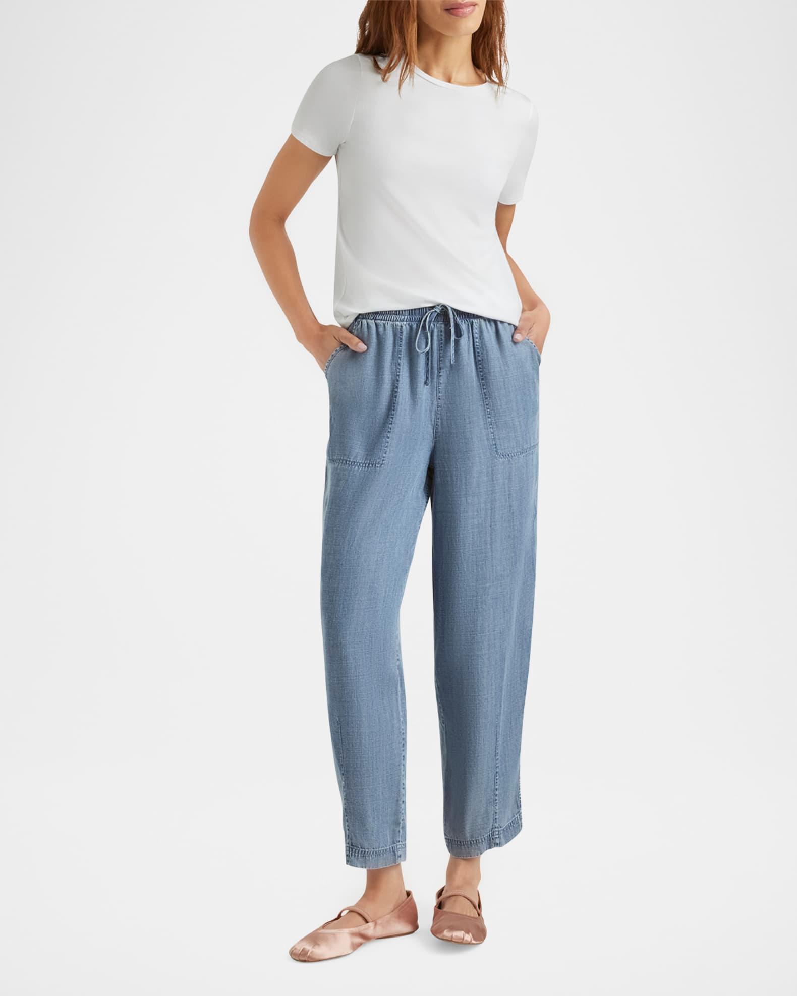 Ryan Indigo Drawstring Barrel-Leg Pants Product Image