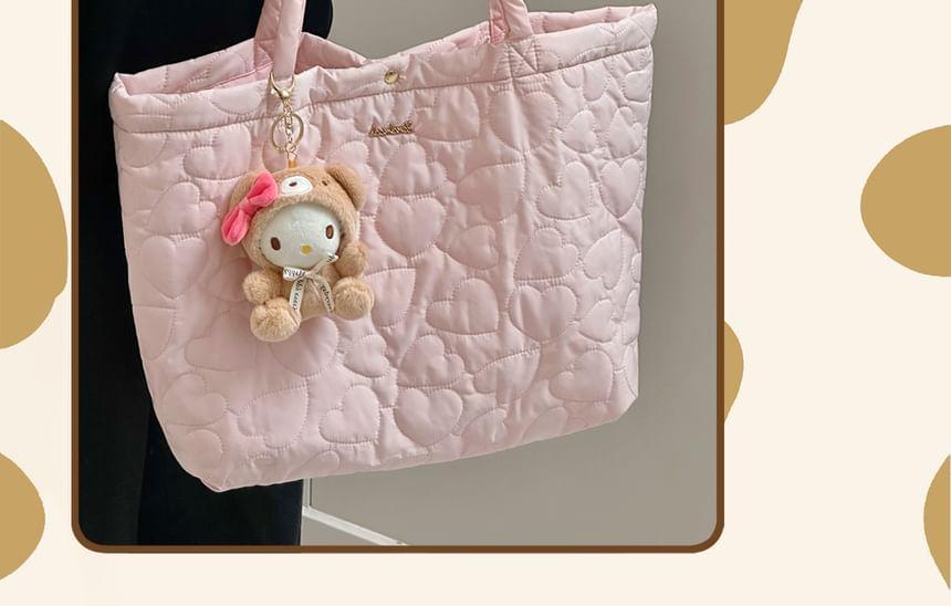 Heart Quilted Tote Bag / Bag Charm / Set Product Image