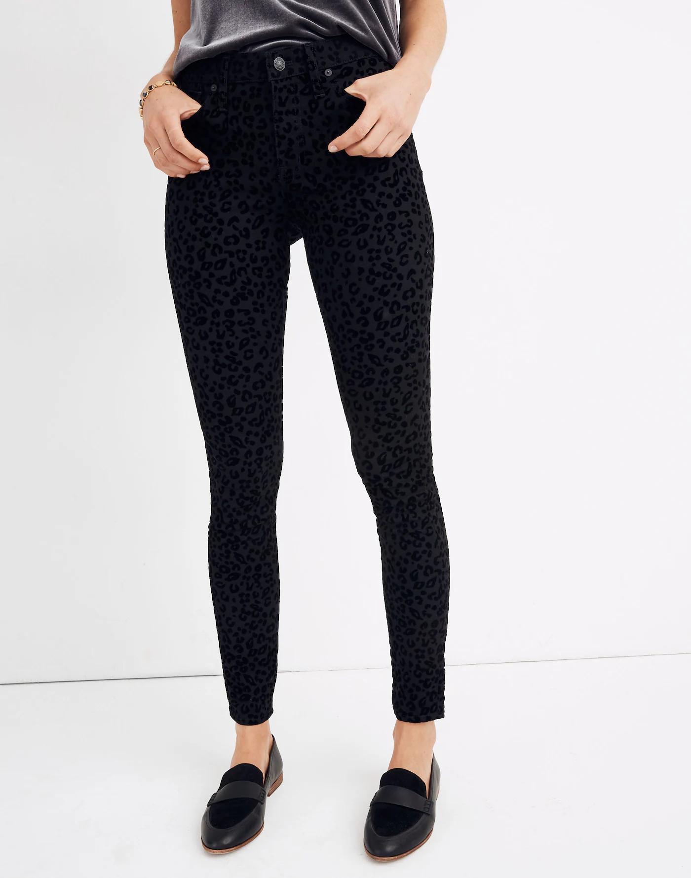 9" Mid-Rise Skinny Jeans: Flocked Leopard Edition Product Image