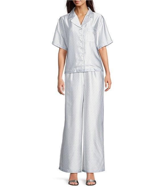 Le' AL.X Logo Print Satin High Waisted Pleated Front Wide Leg Coordinating Pants Product Image