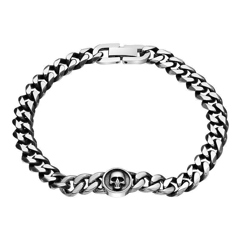 LYNX Stainless Steel Skull Black Ion-Plated Mens Chain Bracelet Product Image