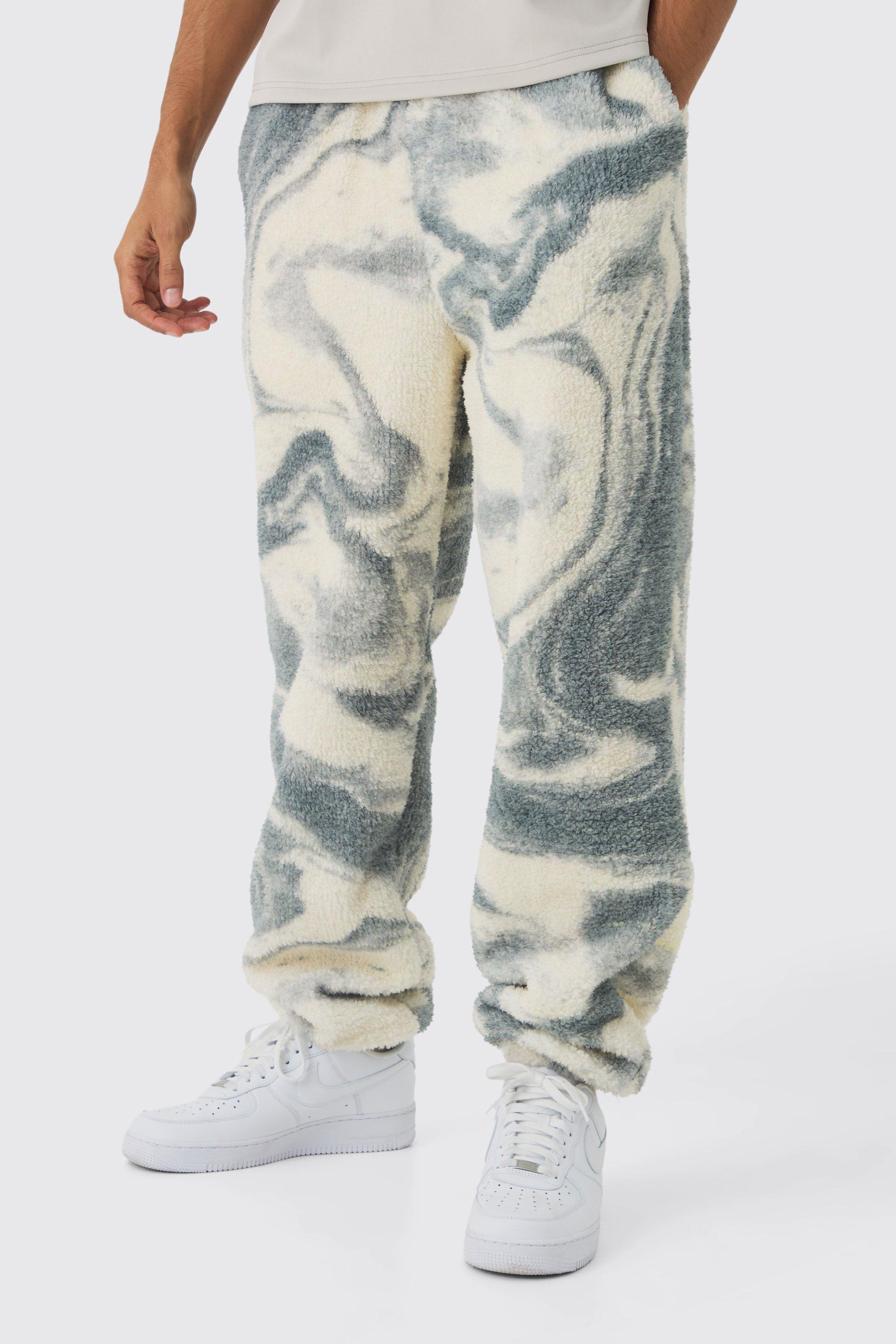 Oversized Printed Borg Expedition Sweatpants | boohooMAN USA Product Image