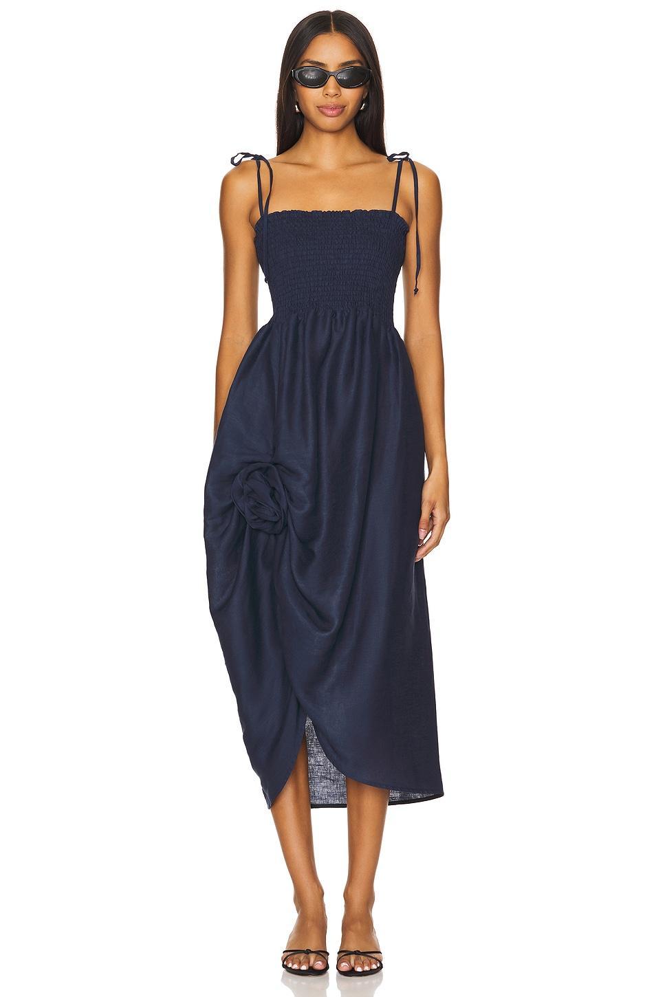 Atlanta Linen Strap Dress With Rose Detail Sleeper Product Image