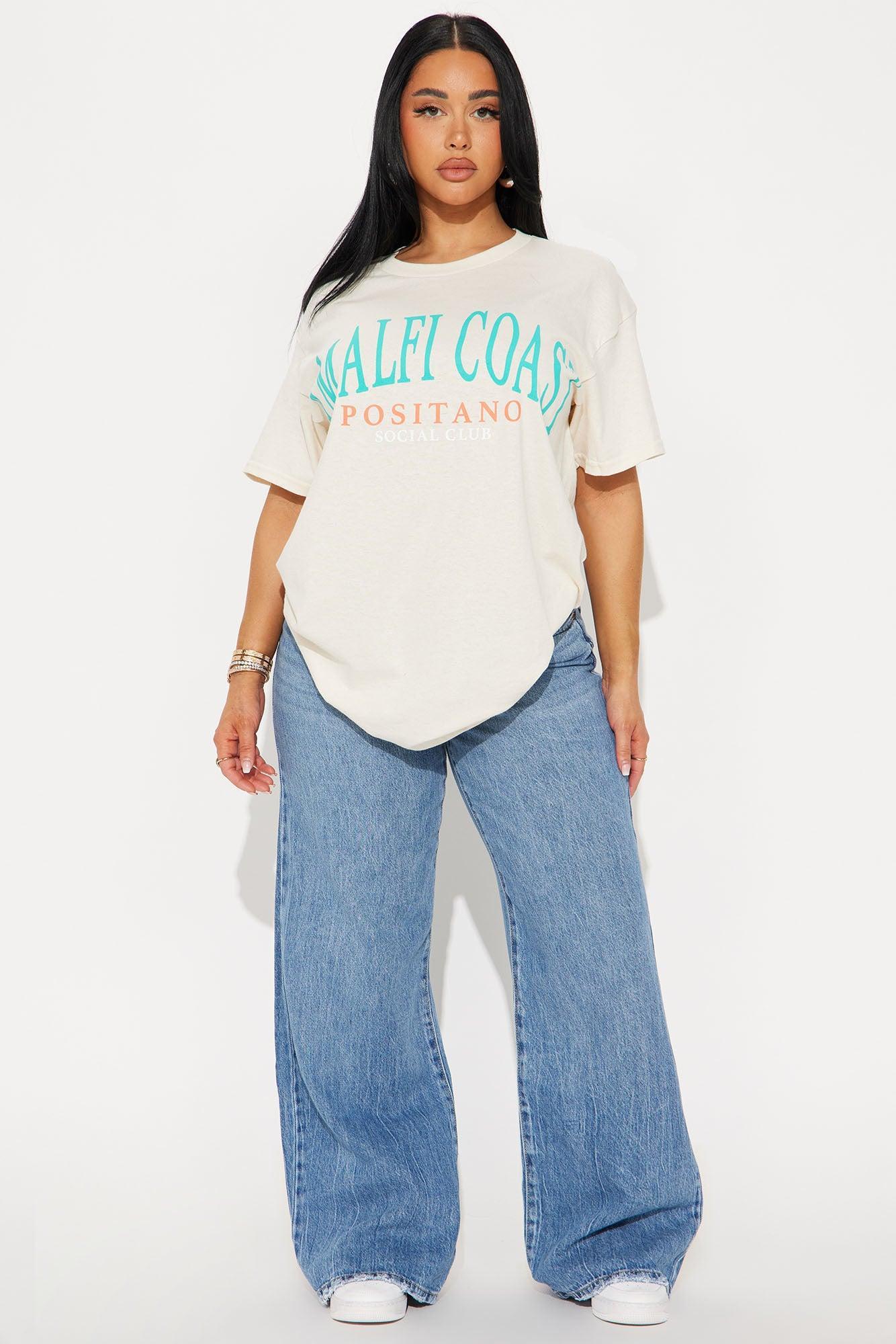 Amalfi Coast Summer Oversized Tee - Natural Product Image