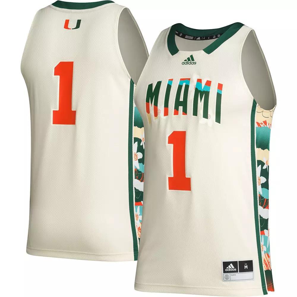 Men's adidas #1 Khaki Miami Hurricanes Honoring Black Excellence Basketball Jersey, Size: Small, Beige Product Image