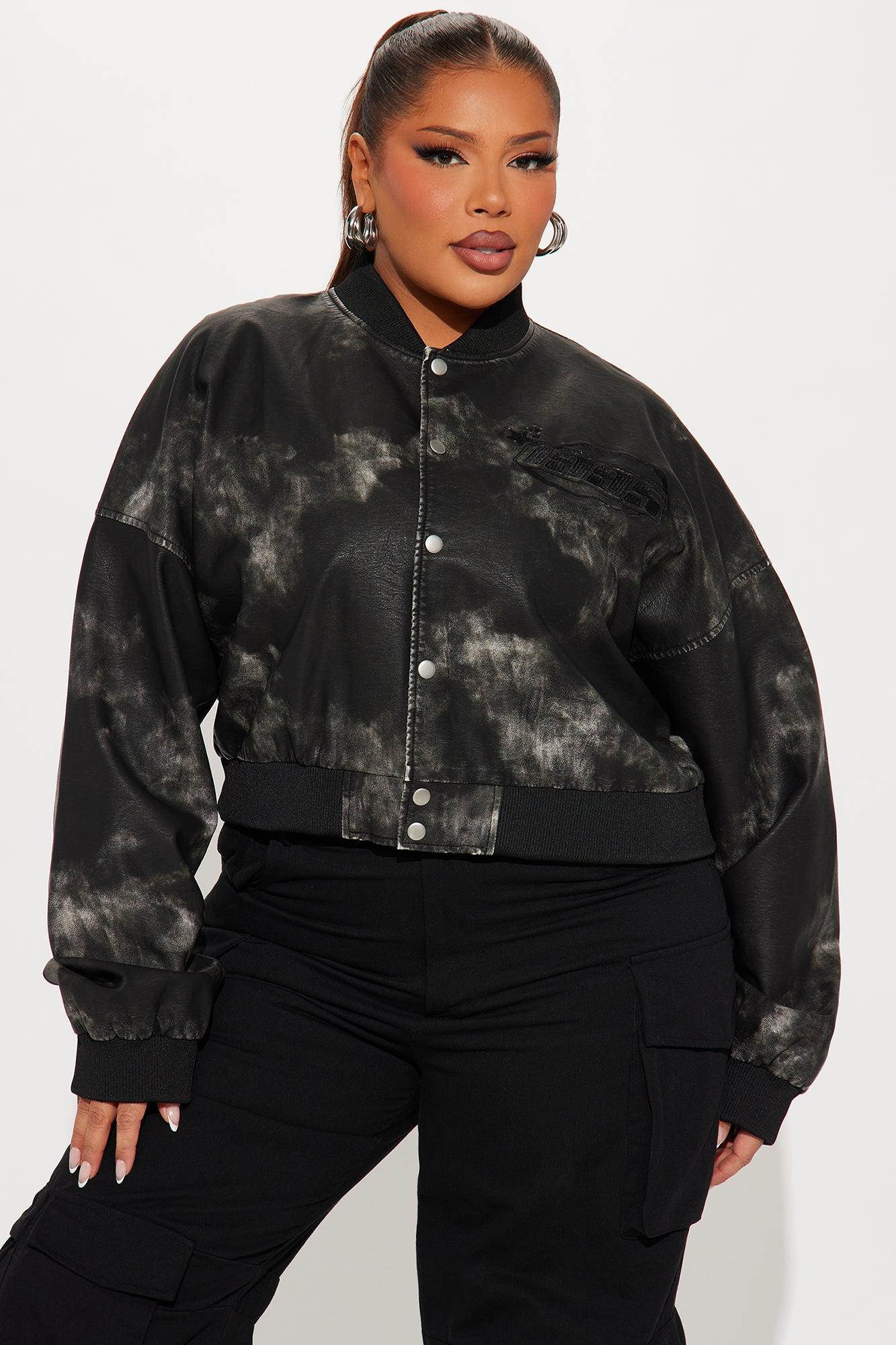 NYC Washed Faux Leather Jacket - Black Product Image