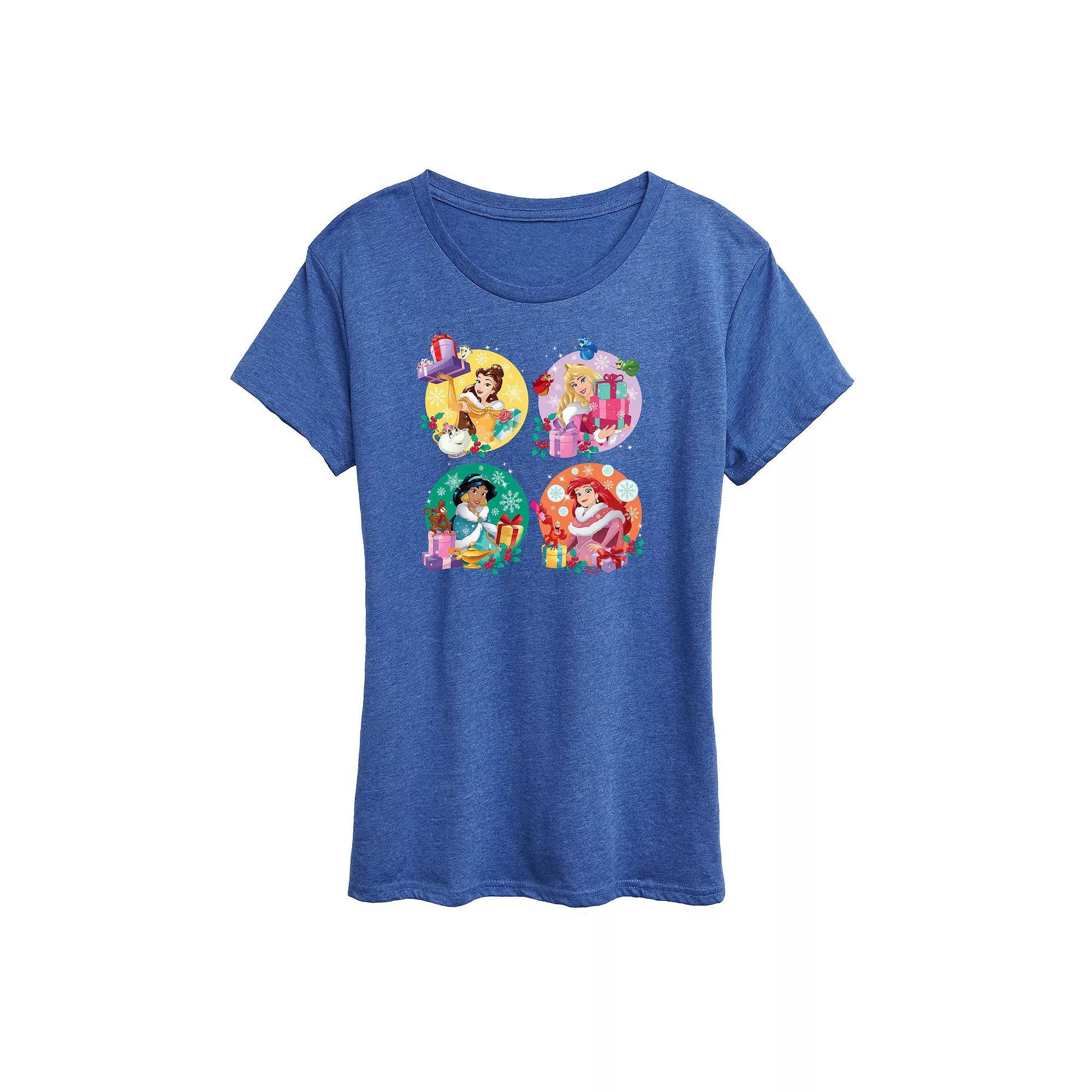 Disney Princess Belle, Aurora, Jasmine And Anna Women's Holiday Graphic Tee, Girl's,  Product Image