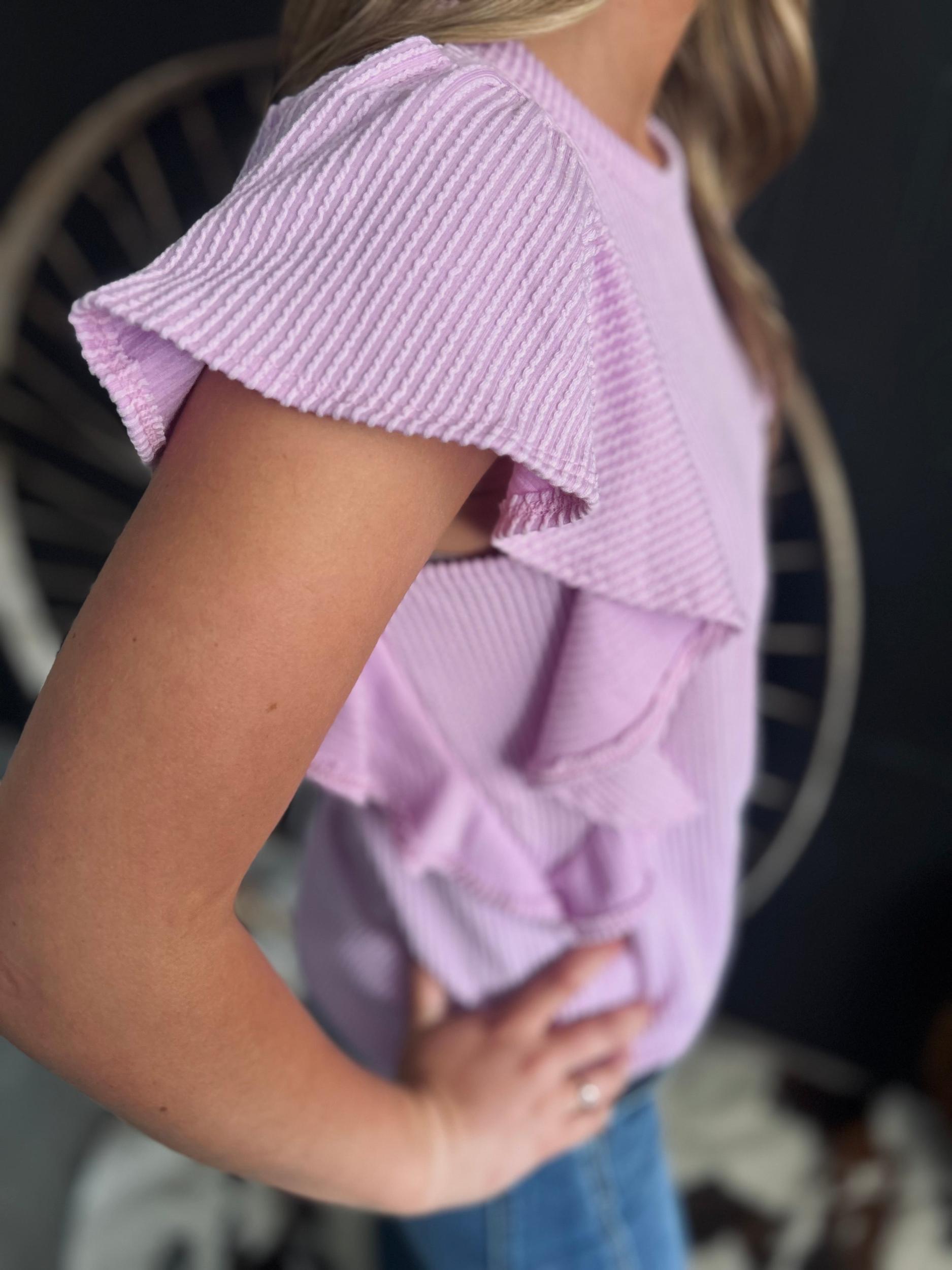 Ruffled Sleeve Solid Top-6 Colors* Product Image