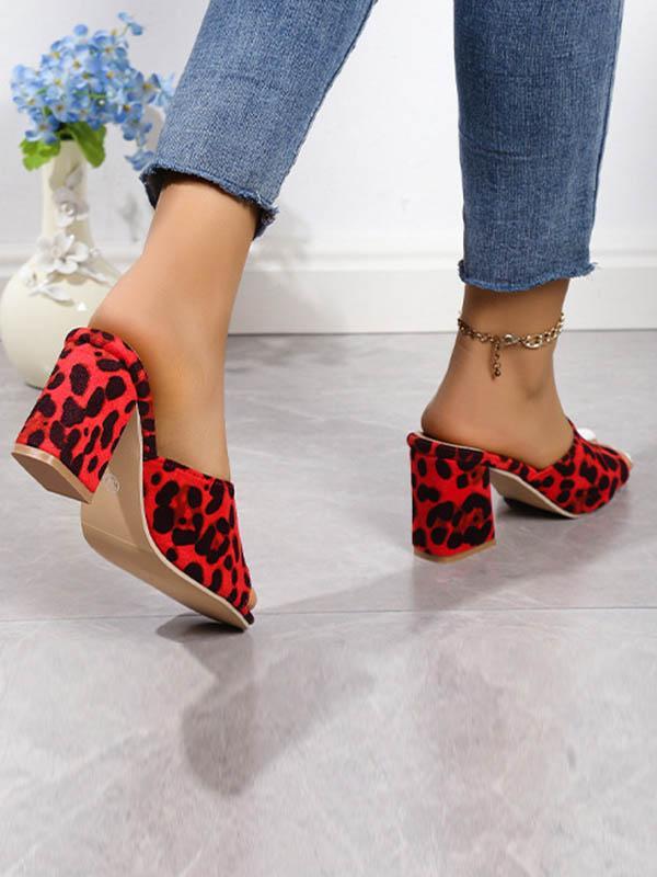 Leopard Open Toe Pumps Sandals Slippers Product Image