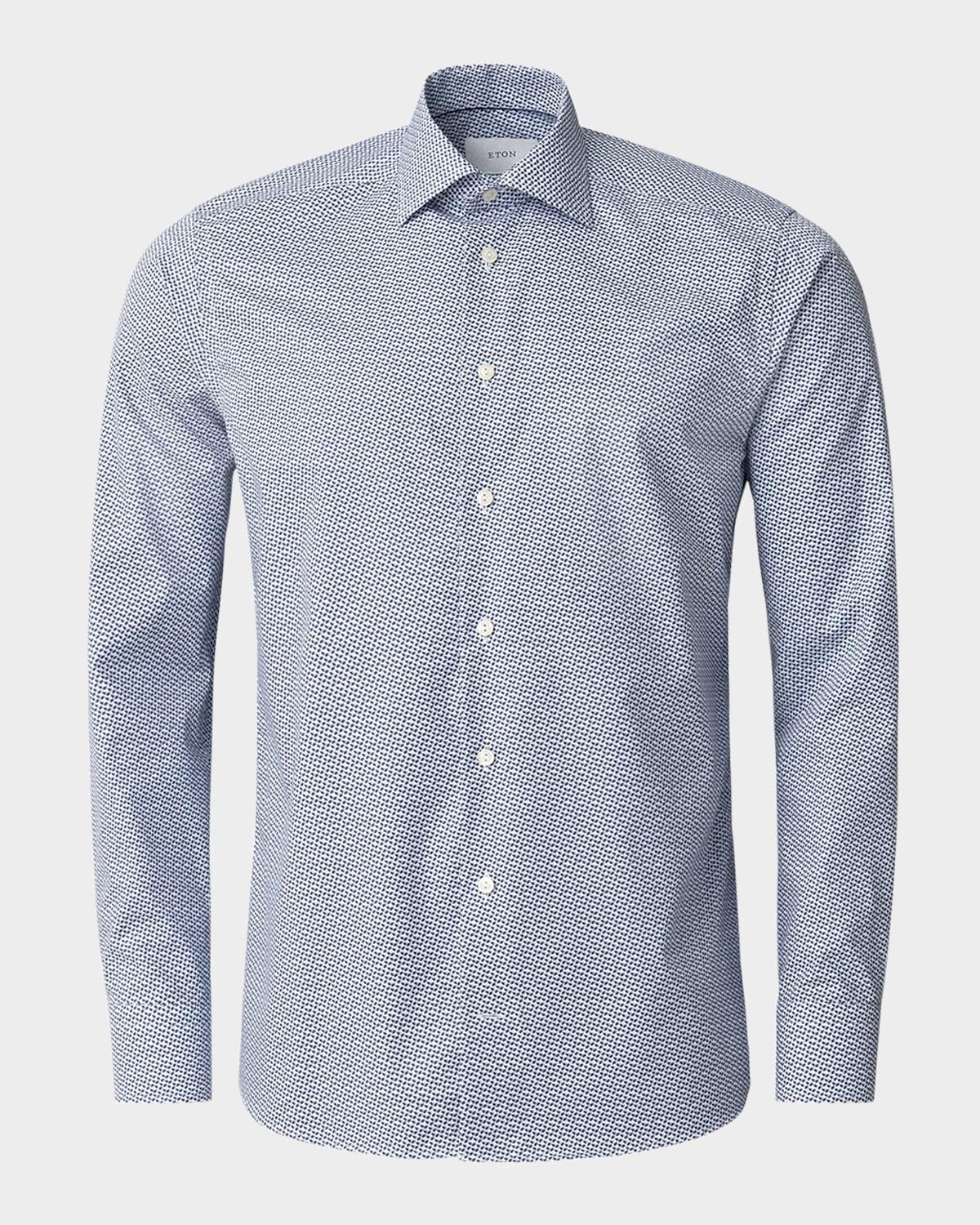 Mens Slim-Fit Micro Geometric Button-Front Shirt Product Image