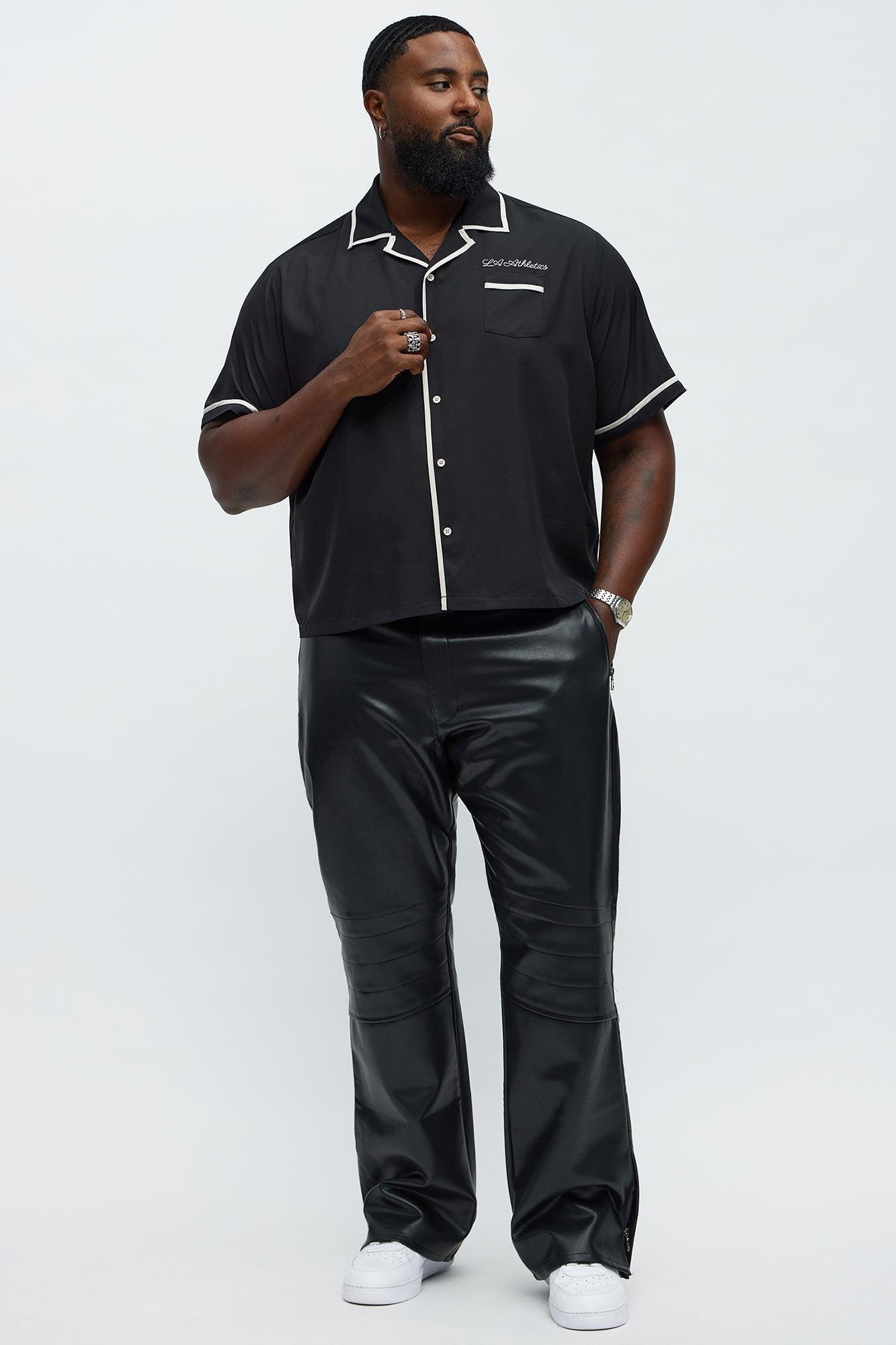 Regular Fit LA Athletics Button Up Shirt - Black Product Image