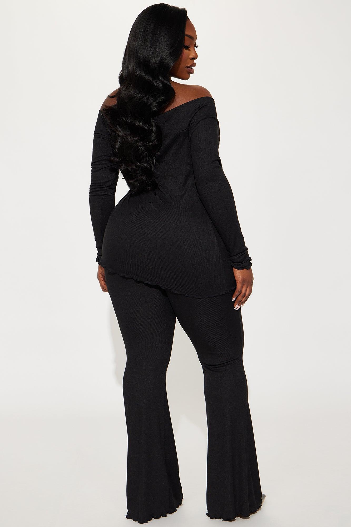 Stassi Off Shoulder Pant Set - Black Product Image