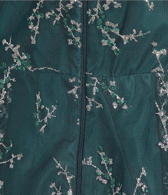 Blondie Nites Plus Size Glitter Pattern Mesh Illusion V-Neck Party Dress Product Image