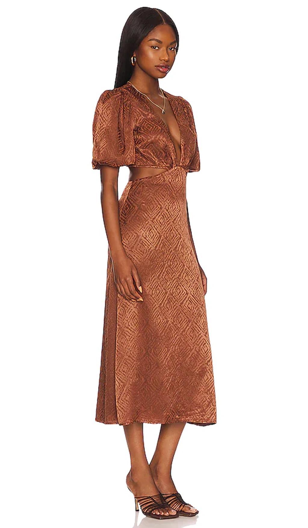 HOUSE OF HARLOW 1960 X Revolve Patria Midi Dress In Chocolate Brown Product Image