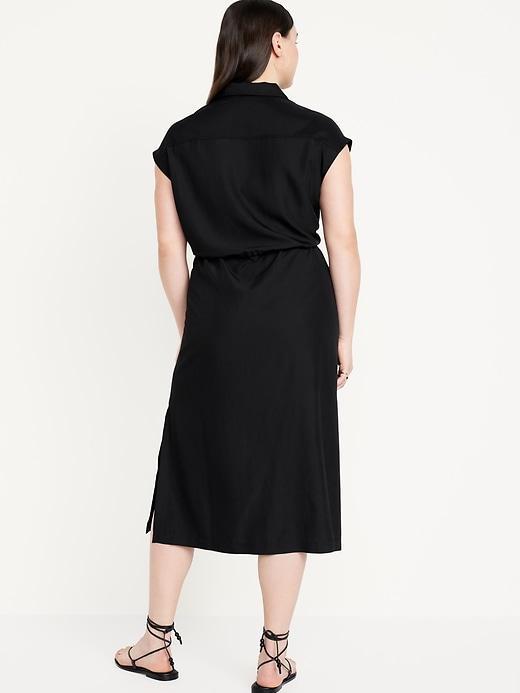 Waist-Defined Utility Midi Shirt Dress Product Image