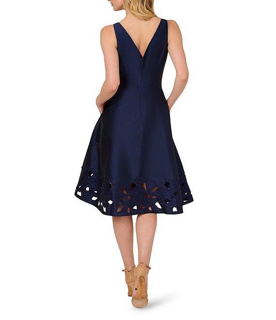Adrianna Papell Taffeta Cut-Out Boat Neck Sleeveless Fit & Flare Midi Dress Product Image
