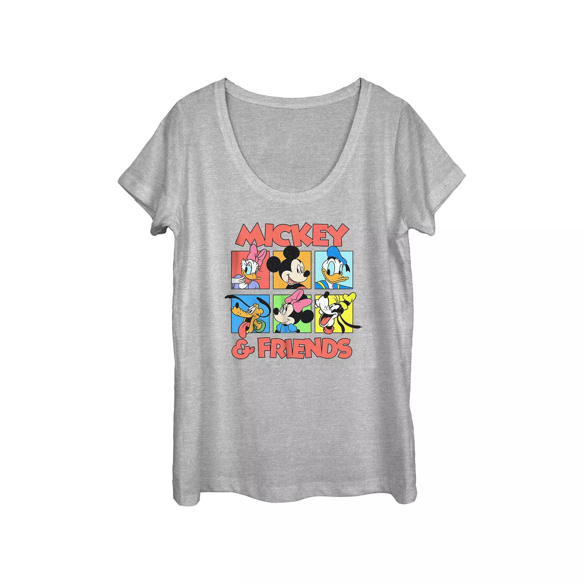 Disney's Mickey Mouse Head Shots Scoop Neck Juniors' Graphic Tee, Women's, Size: Large, Athletic Grey Product Image