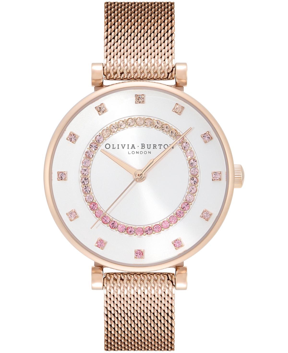 Olivia Burton T-Bar Quartz Analog Nude Dial Gold Stainless Steel Crystal Bracelet Watch Product Image