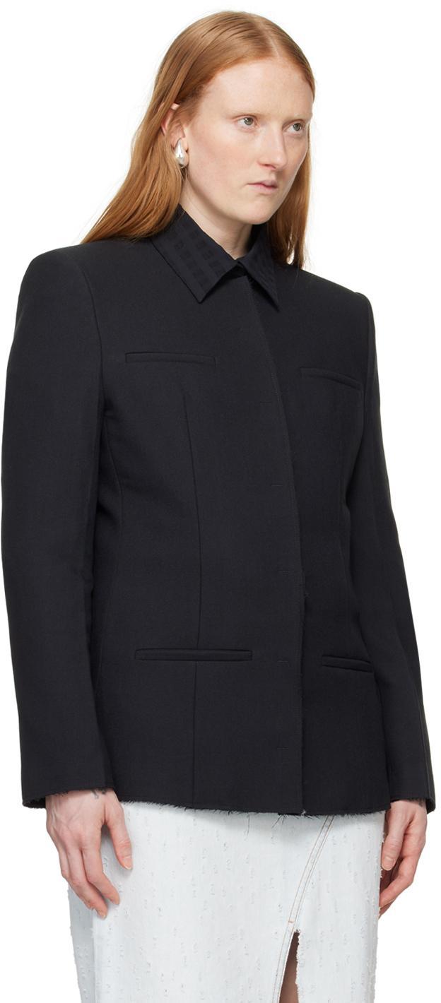 MSGM Black Raw Edge Blazer In 99 Black Product Image