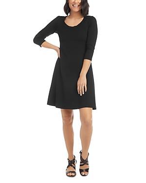 Karen Kane Petite Size Knit Scoop Neck 34 Sleeve Fit and Flare Dress Product Image