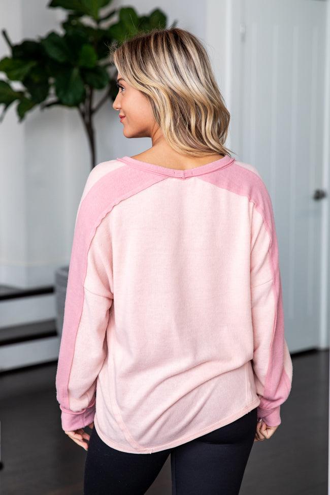 Fall For You Pink Colorblock Top FINAL SALE Product Image