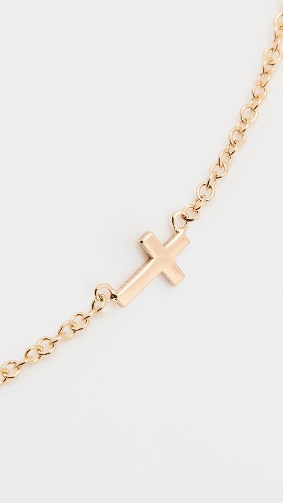 Zoe Chicco 14k Gold Itty Bitty Horizontal Cross Necklace | Shopbop Product Image