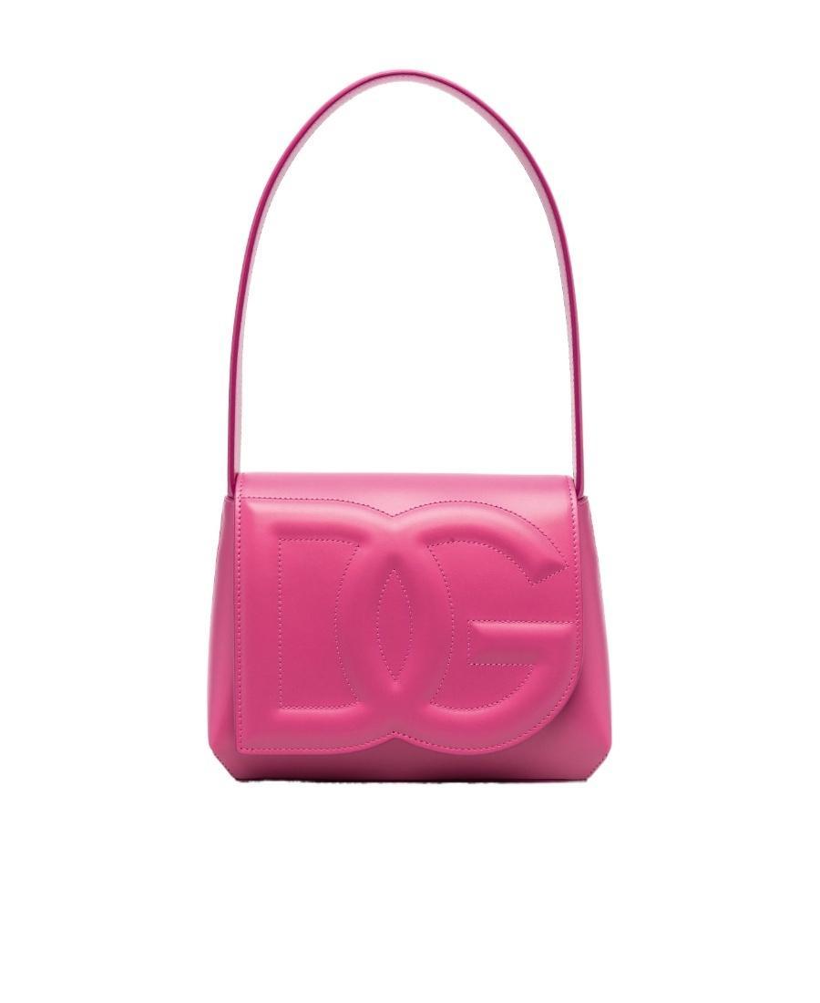 DOLCE & GABBANA Dg Logo Leather Shoulder Bag In Pink Product Image