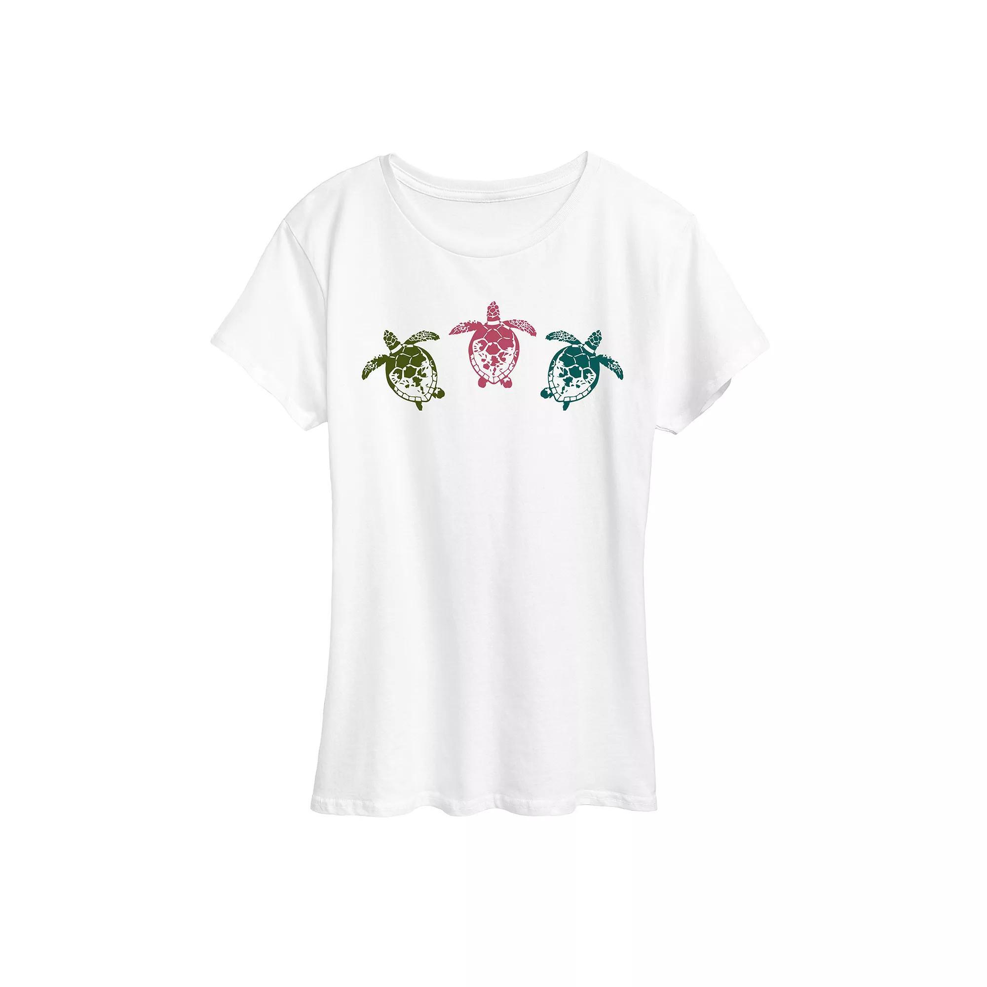 Women's Sea Turtles Graphic Tee, Size: Large, White Product Image