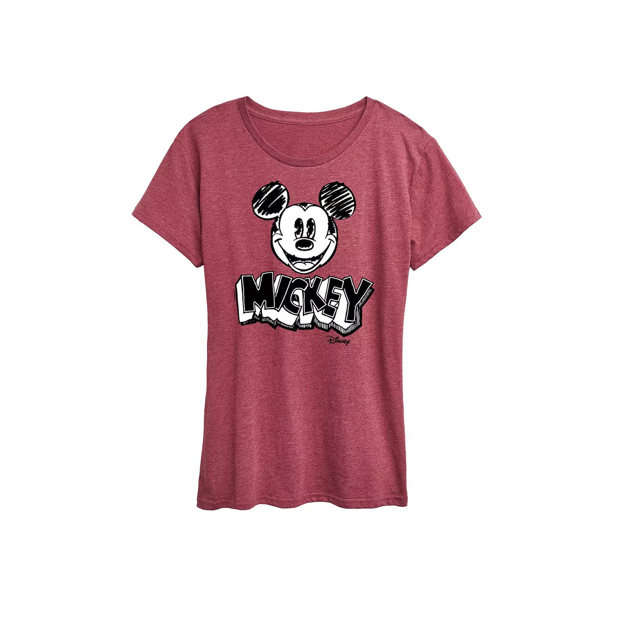 Disney's Mickey Mouse Plus Monochrome Sketch Graphic Tee, Women's,  Product Image