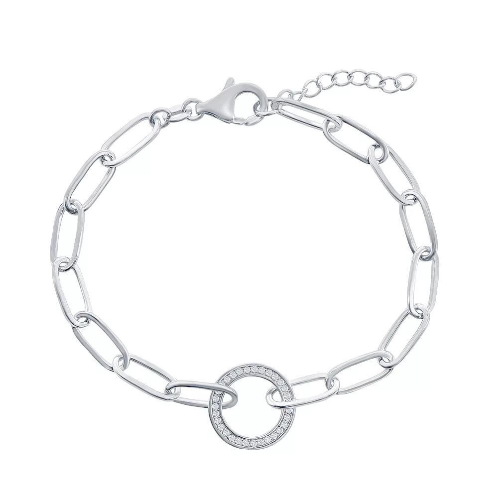 Argento Bella Cubic Zirconia Open Circle Paper Clip Bracelet, Women's,  Product Image