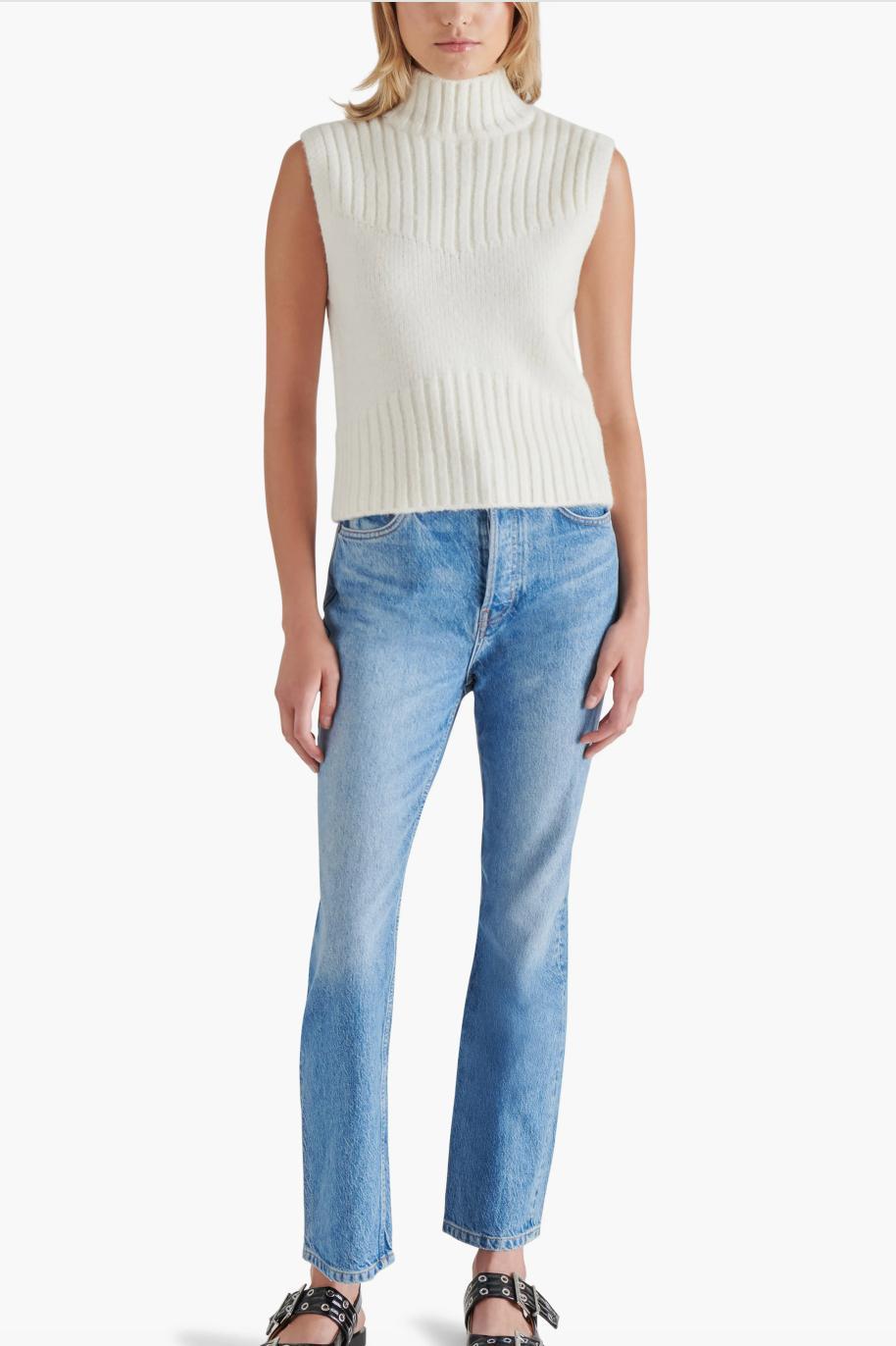 Serin Sleeveless Turtleneck Sweater - Cream Product Image