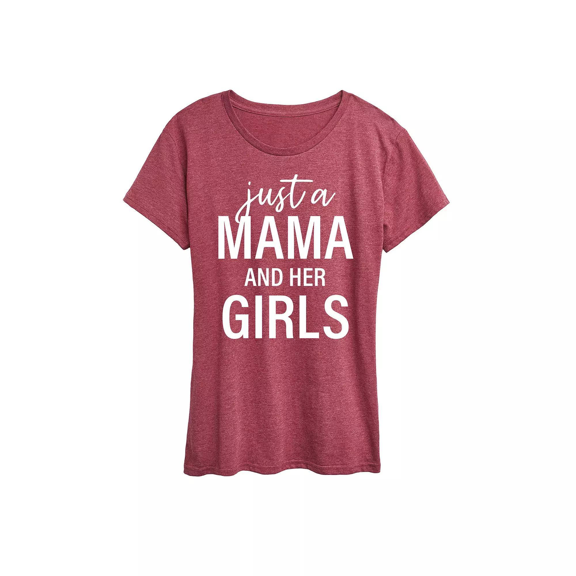 Women's Just A Mama And Her Girls Graphic Tee, Girl's, Size: Medium, Grey Wine Product Image