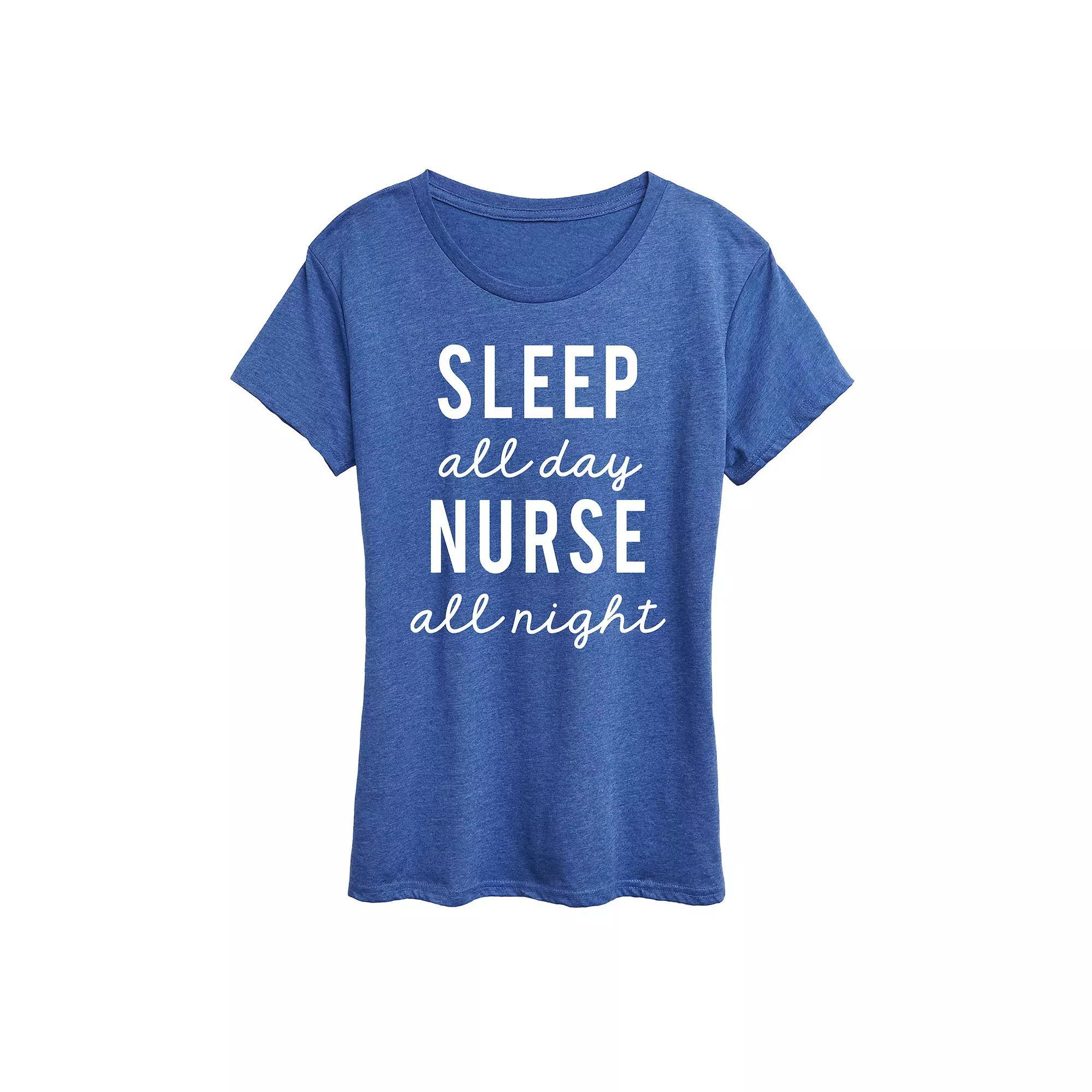 Women's Sleep All Day Nurse All Night Graphic Tee, Girl's,  Product Image