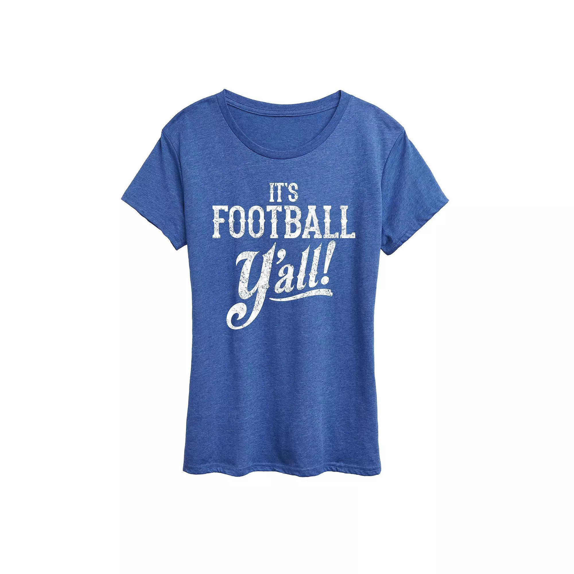 Women's It's Football Y'all Graphic Tee, Girl's, Size: XL, Grey Dark Blue Product Image