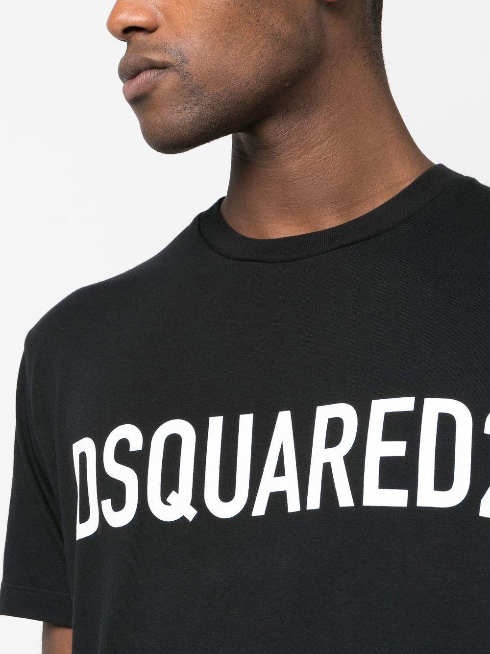 DSQUARED2 Mens Black Brand-print Crewneck Regular-fit Cotton-jersey T-shirt Product Image