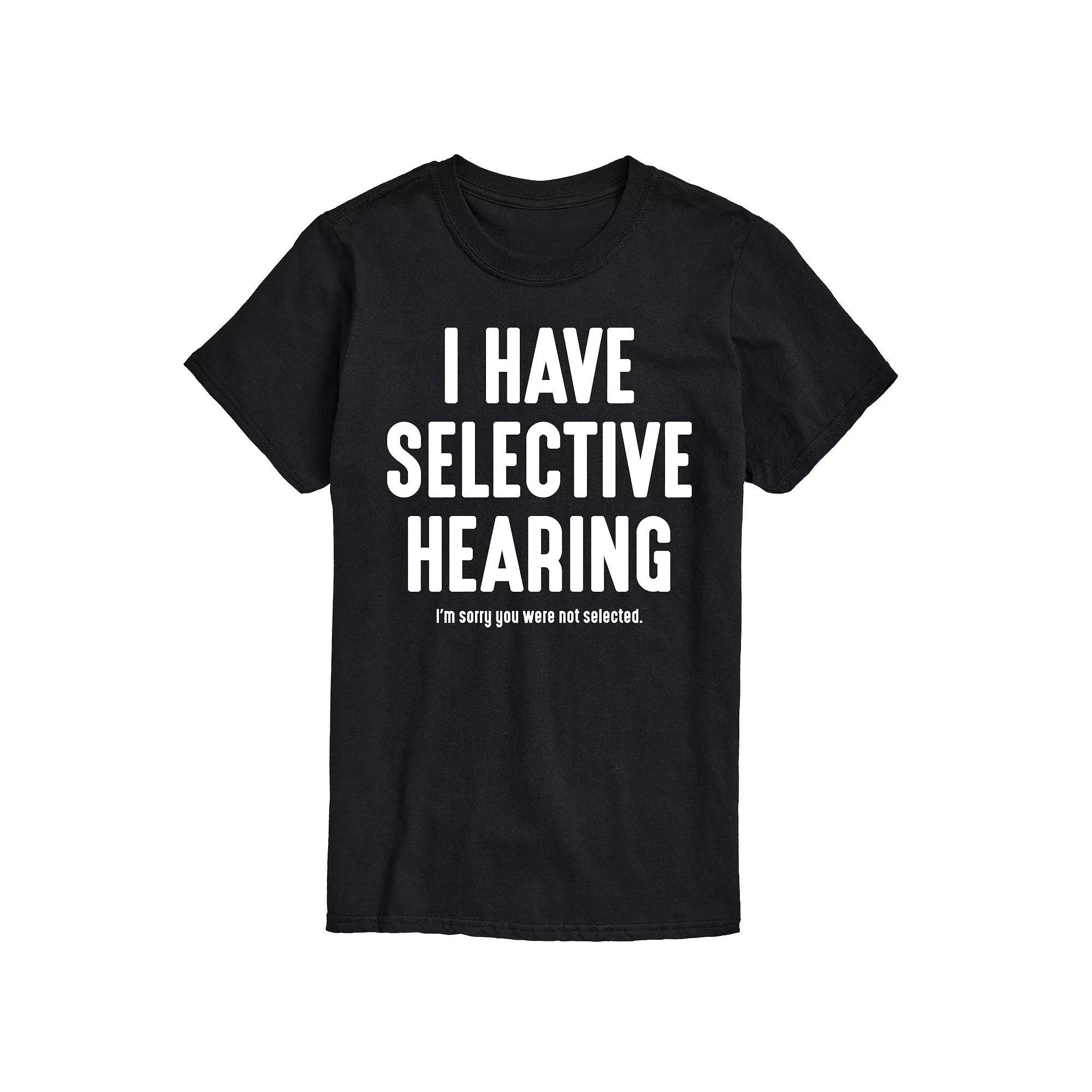 Big & Tall Selective Hearing Graphic Tee, Men's, Size: 5XB, Gray Product Image