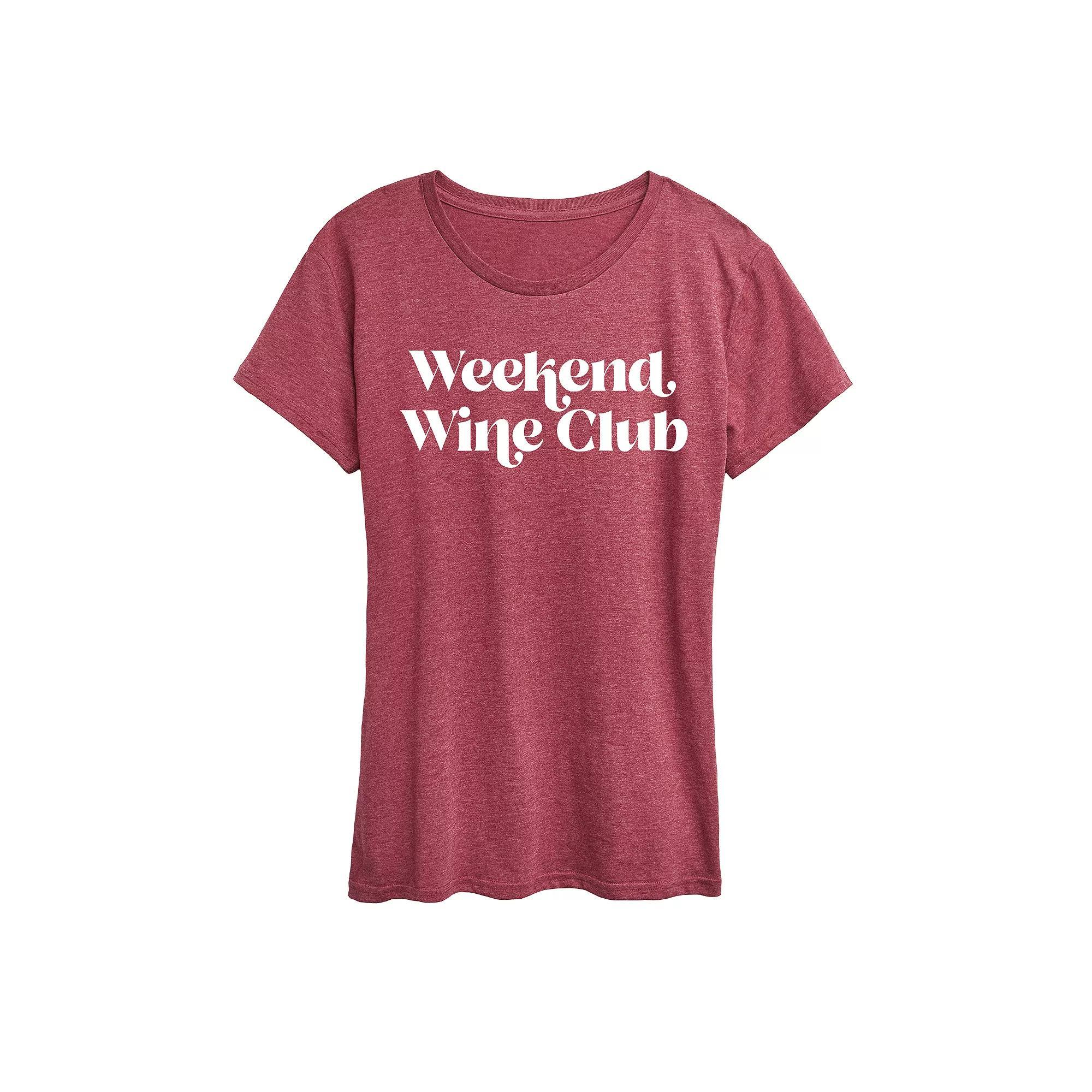 Women's Weekend Wine Club Graphic Tee, Girl's, Size: Small, Grey Dark Red Product Image