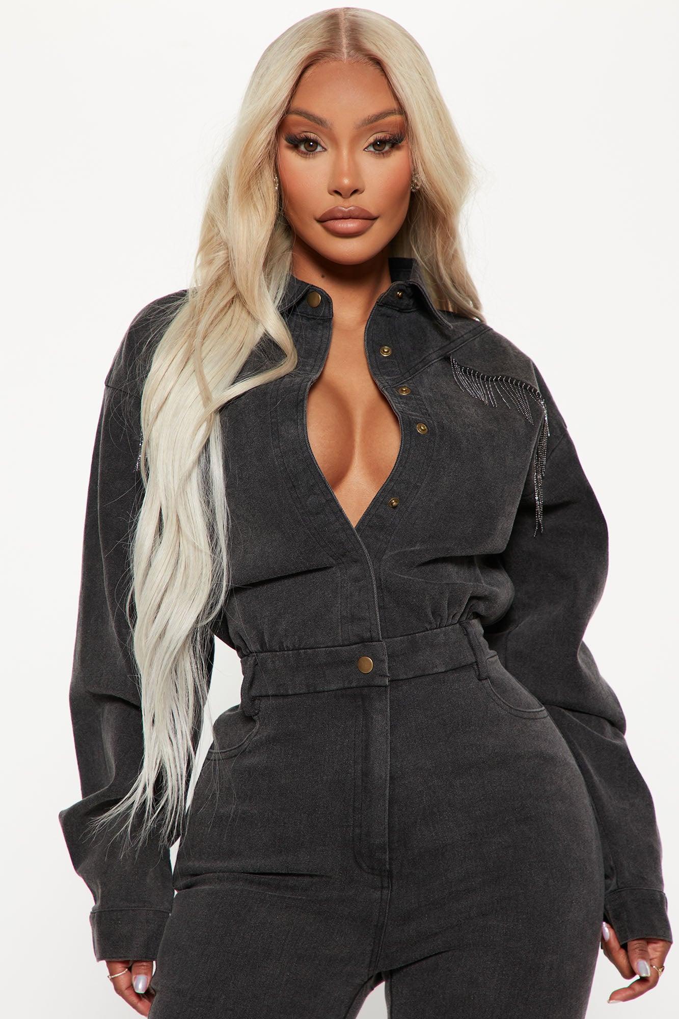 Olivia Denim Jumpsuit - Black Product Image