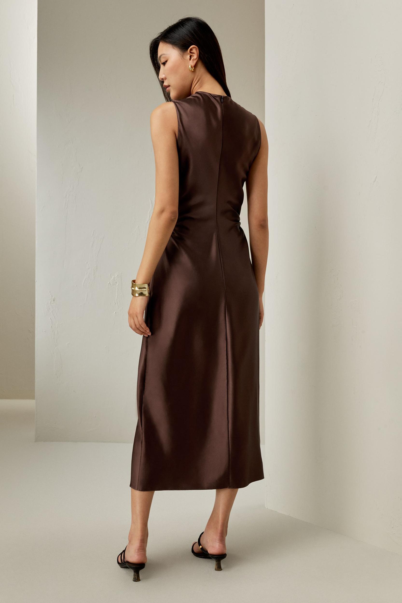 Sleeveless A-line Silk Dress Product Image