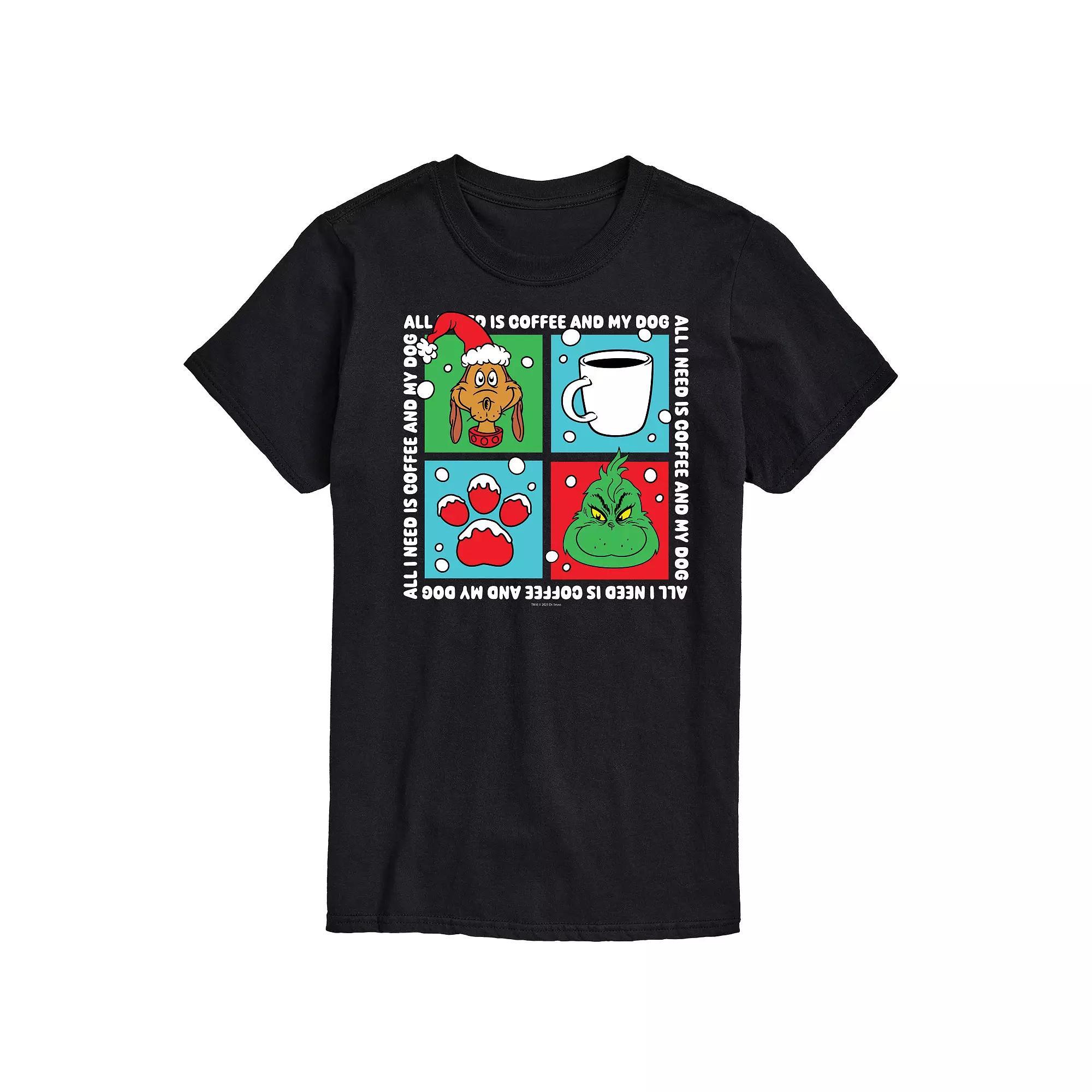 Men's Dr. Seuss The Grinch Coffee And Dog Grid Graphic Tee,  Product Image