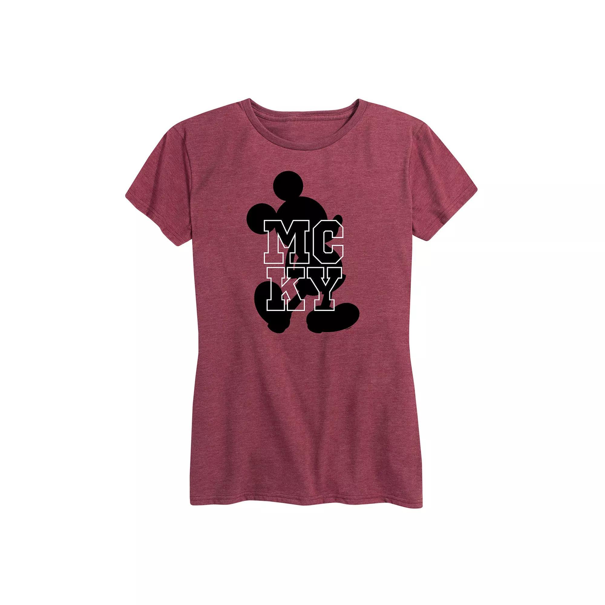 Disney's Mickey Mouse Women's Silhouette Graphic Tee, Size: XL, Grey Dark Red Product Image