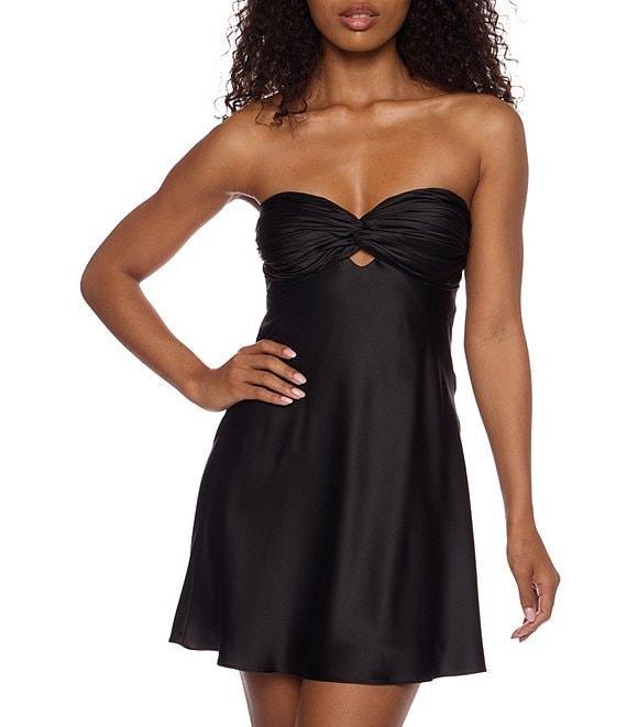 B. Darlin Charmeuse Strapless Twist Keyhole Front Skater Dress Product Image
