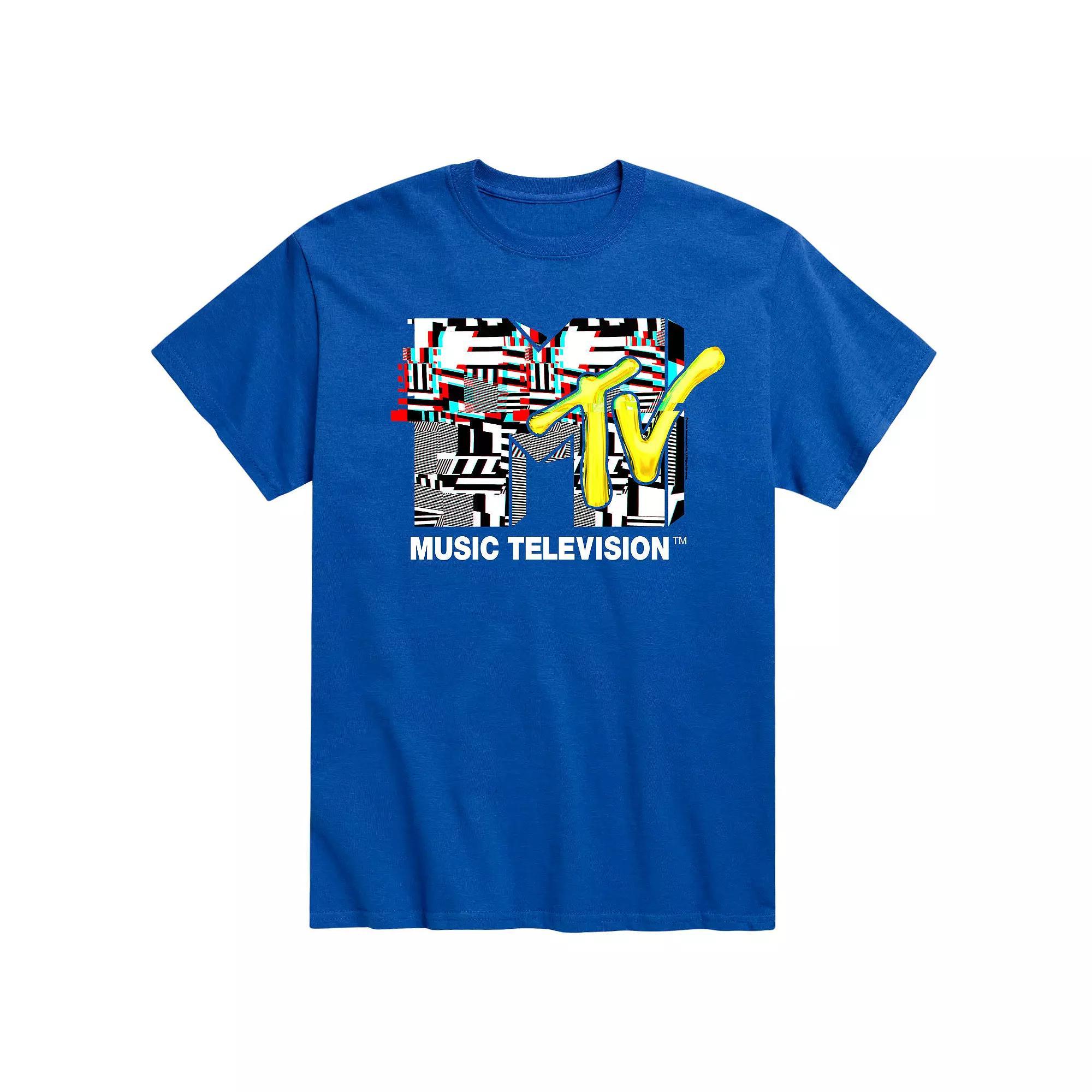 Men's MTV Glitch Tee, Size: Medium, Blue Product Image