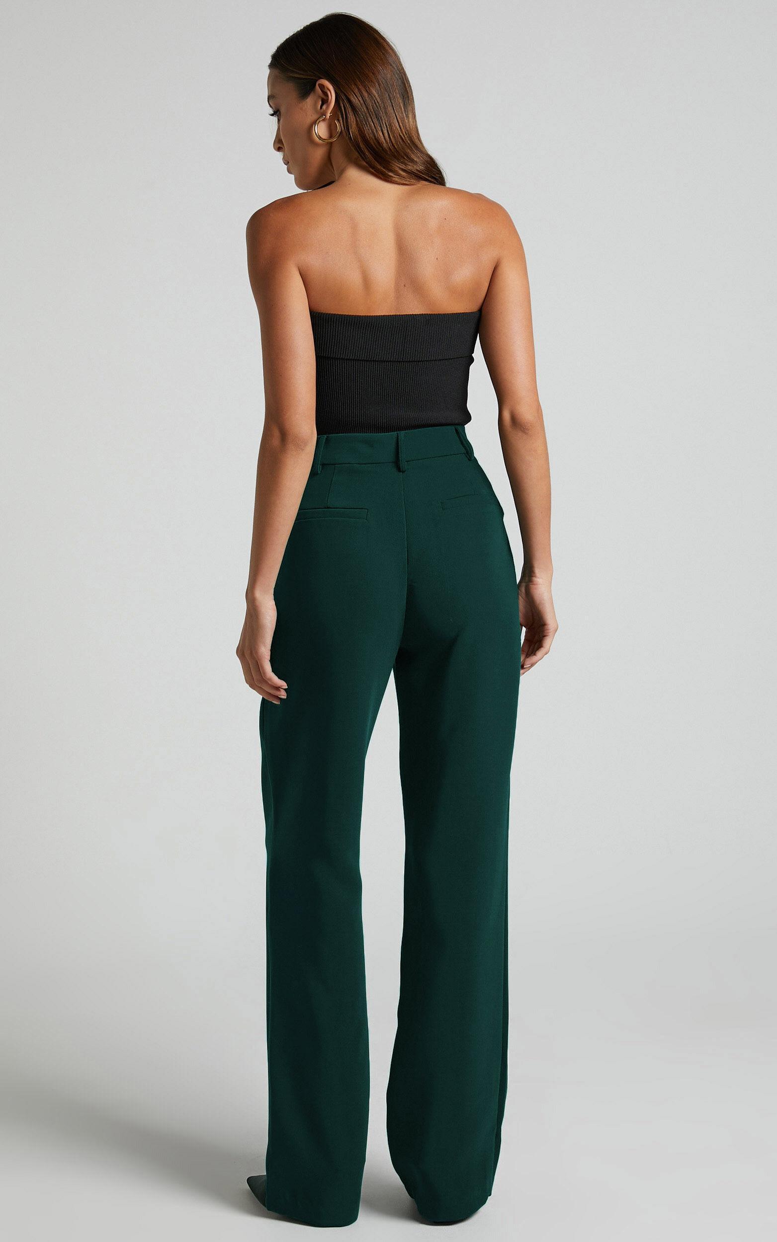 Lorcan Pants - High Waisted Tailored Pants in Forest Green Product Image