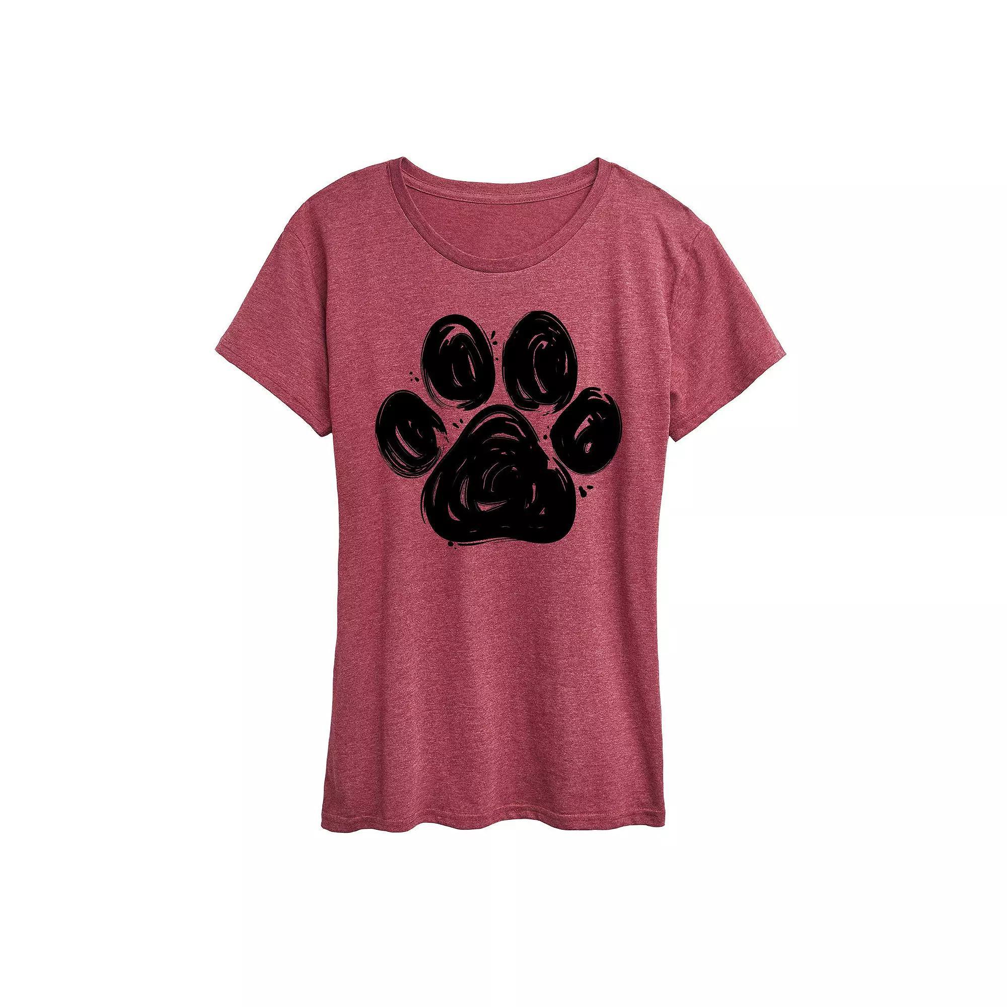 Women's Brushstroke Paw Print Graphic Tee, Girl's,  Product Image