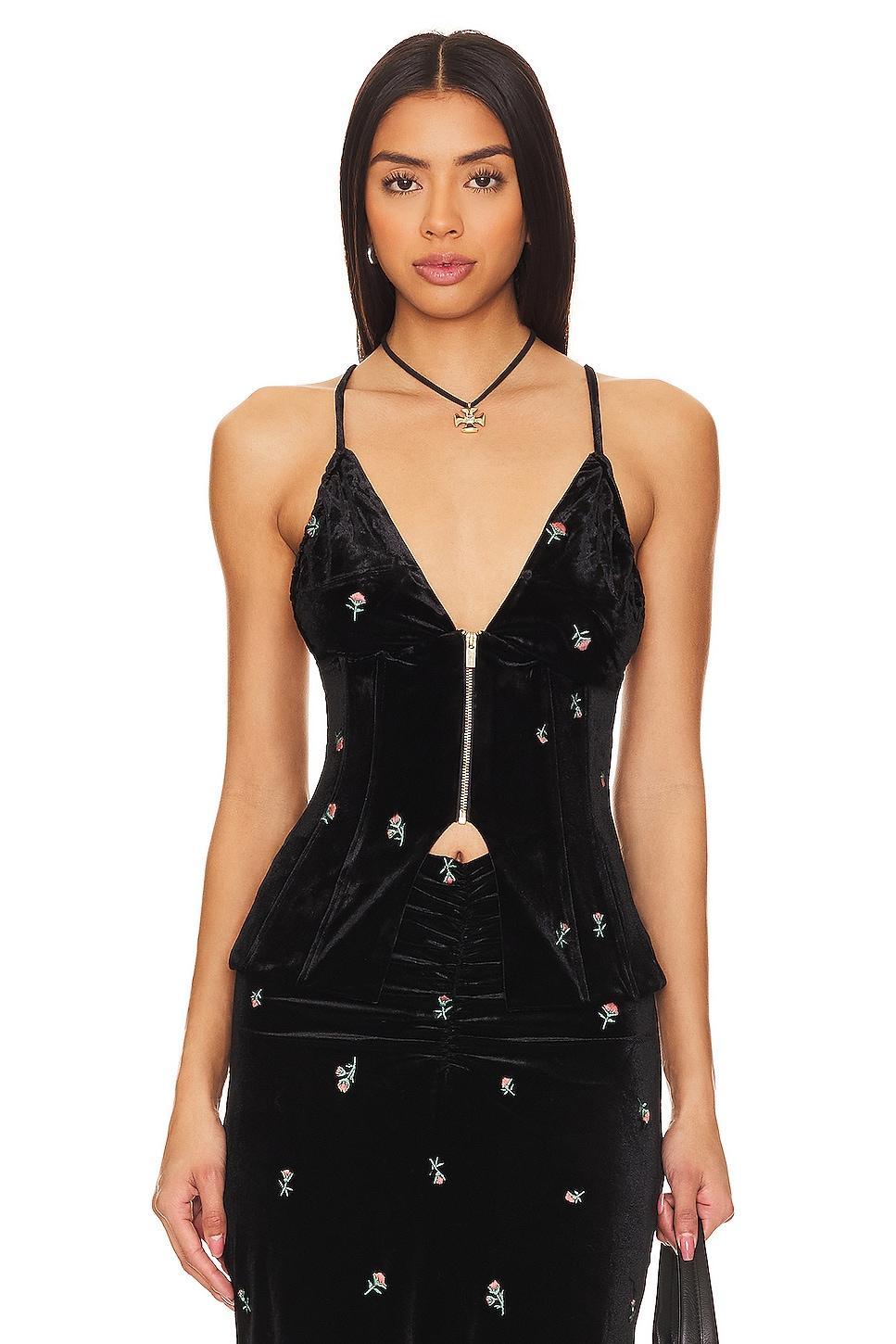 Embroidered Velvet Peplum Corset WeWoreWhat Product Image