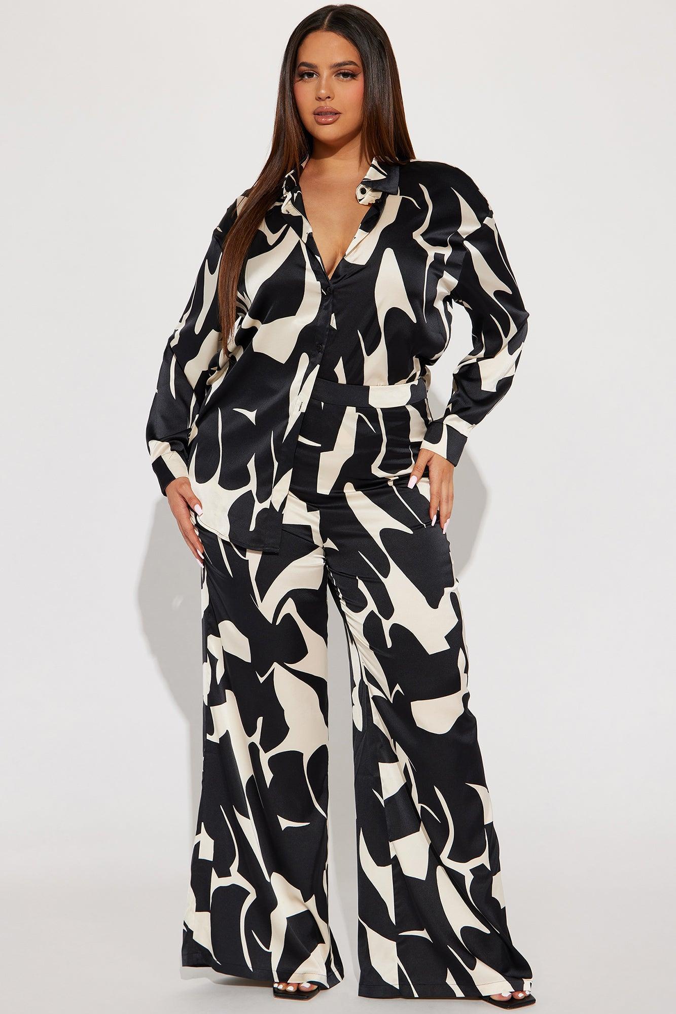 New Night Satin Pant Set - Black/combo Product Image